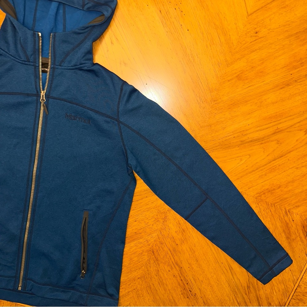 Marmot Khami Jacket Womens Size Small Blue Hooded Full Zip C97080 Outdoor Layer